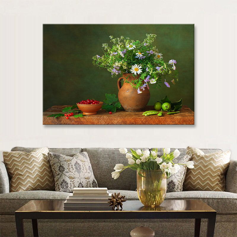 Canvas Pastel Color Art Print Impressionism Style Flowers Painting, Multiple Sizes Green Clearhalo 'Arts' 'Canvas Art' 1764971