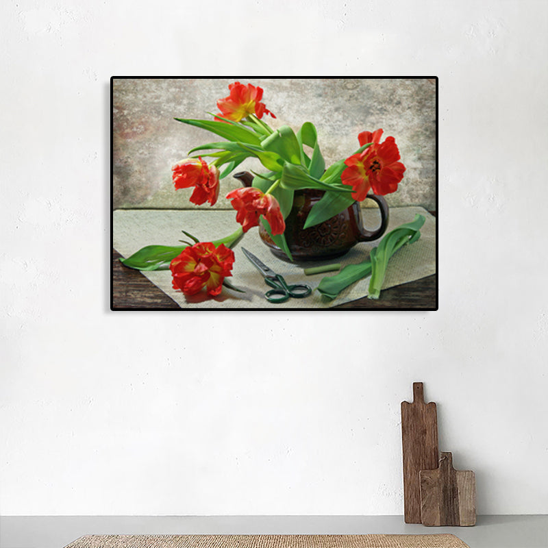 Canvas Pastel Color Art Print Impressionism Style Flowers Painting, Multiple Sizes Brown Clearhalo 'Arts' 'Canvas Art' 1764986