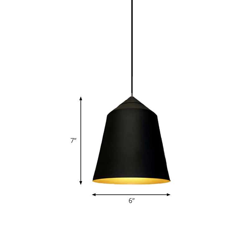 6"/13" Wide Bell Pendant Lighting Modern Metal 1 Light Black/White Hanging Ceiling Light Clearhalo 'Ceiling Lights' 'Modern Pendants' 'Modern' 'Pendant Lights' 'Pendants' Lighting' 176500