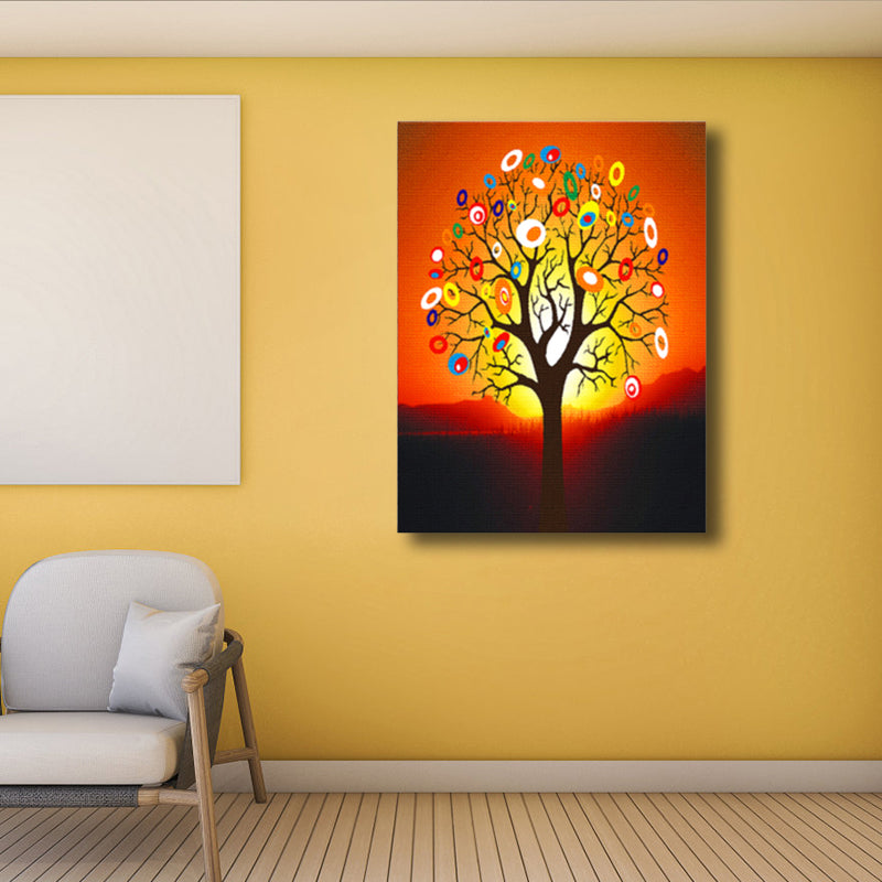 Contemporary Art Flower Tree Canvas Pastel Color Textured Painting for Living Room Brown Clearhalo 'Arts' 'Canvas Art' 1765004