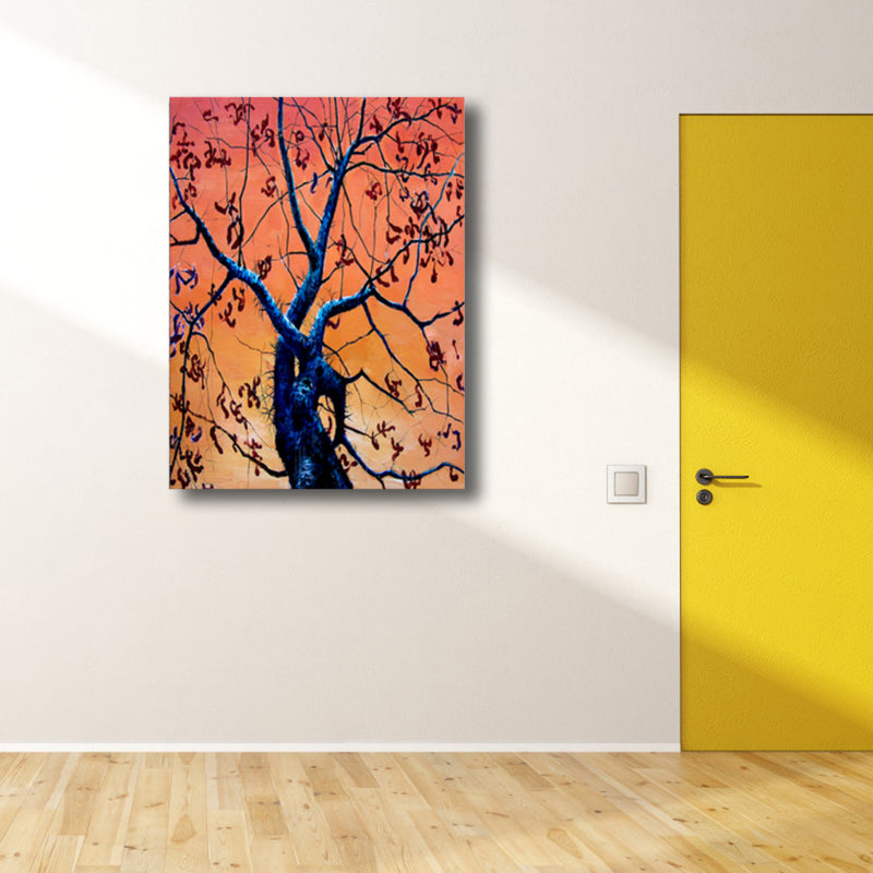 Contemporary Art Flower Tree Canvas Pastel Color Textured Painting for Living Room Orange Clearhalo 'Arts' 'Canvas Art' 1765008