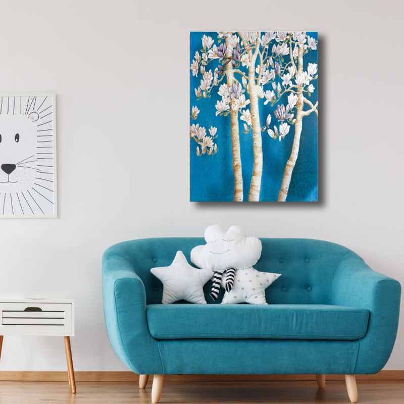 Contemporary Art Flower Tree Canvas Pastel Color Textured Painting for Living Room White Clearhalo 'Arts' 'Canvas Art' 1765012