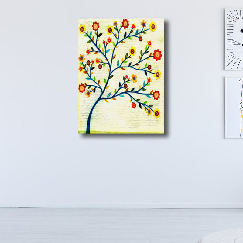 Contemporary Art Flower Tree Canvas Pastel Color Textured Painting for Living Room Clearhalo 'Arts' 'Canvas Art' 1765017