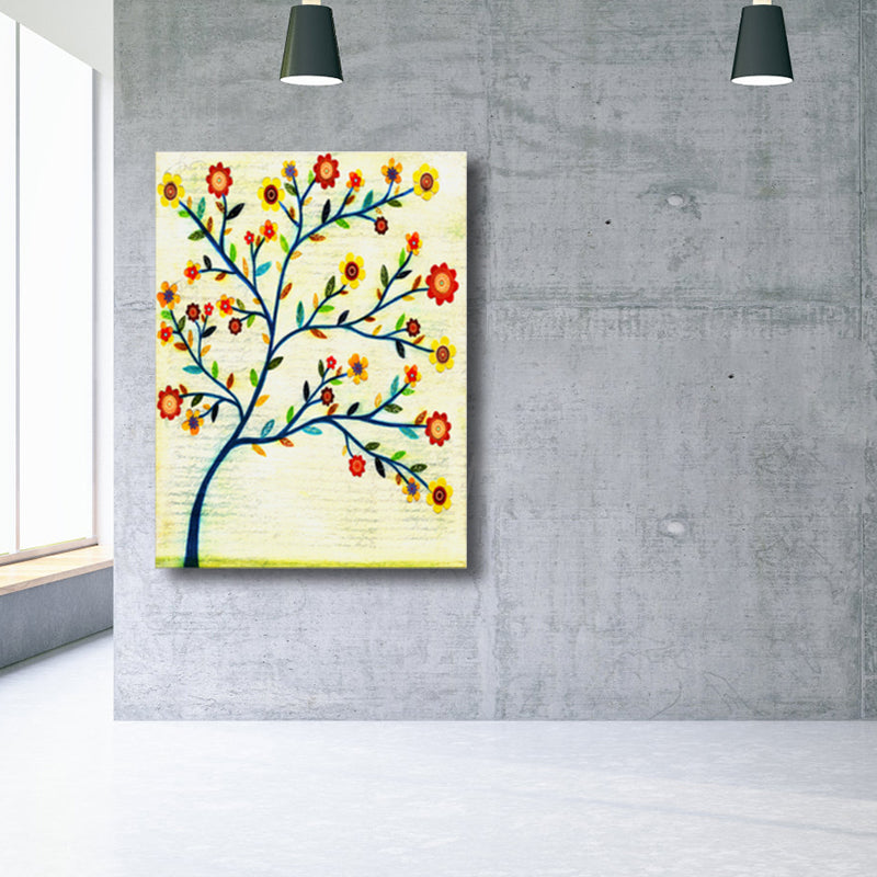 Contemporary Art Flower Tree Canvas Pastel Color Textured Painting for Living Room Clearhalo 'Arts' 'Canvas Art' 1765018