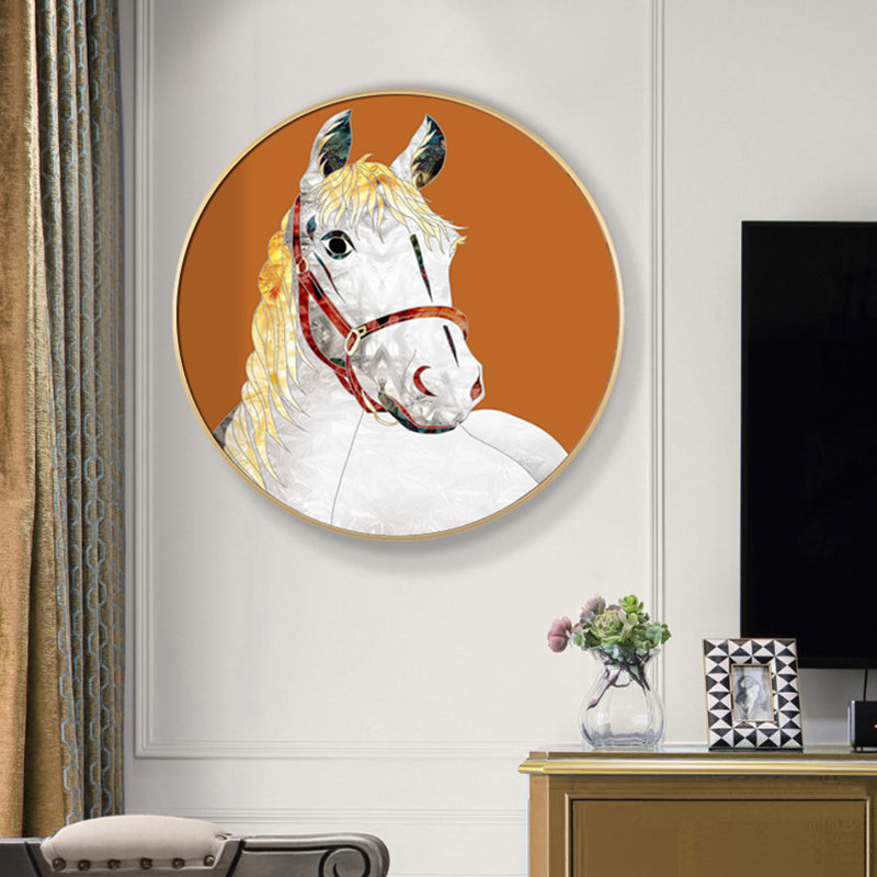 Intelligent Horse Wall Art Decor Orange Modern Style Wrapped Canvas for Dining Room Clearhalo 'Art Gallery' 'Canvas Art' 'Contemporary Art Gallery' 'Modern' Arts' 1765055