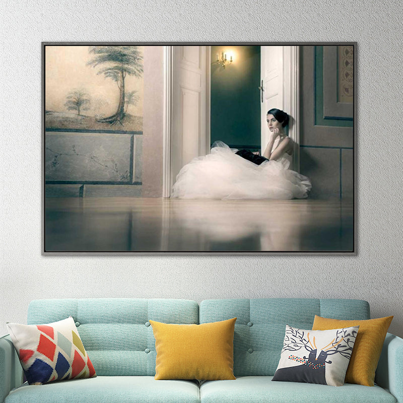 Photographic Ballerina Wall Art Nordic Textured Living Room Canvas Print in Black Black Clearhalo 'Arts' 'Canvas Art' 1765119