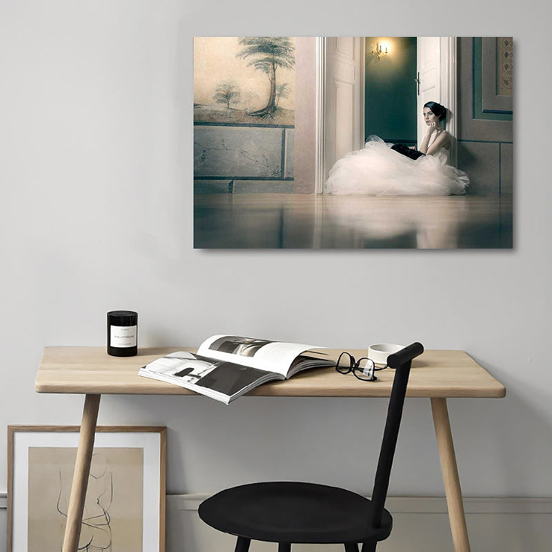 Photographic Ballerina Wall Art Nordic Textured Living Room Canvas Print in Black Clearhalo 'Arts' 'Canvas Art' 1765120