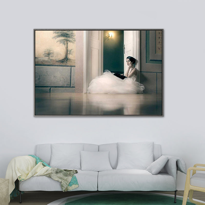 Photographic Ballerina Wall Art Nordic Textured Living Room Canvas Print in Black Clearhalo 'Arts' 'Canvas Art' 1765121