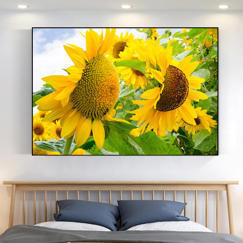 Modern Photographs Sunflower Art Print Bright Textured Wall Decor for Kids Bedroom Yellow Clearhalo 'Art Gallery' 'Canvas Art' 'Contemporary Art Gallery' 'Modern' Arts' 1765234