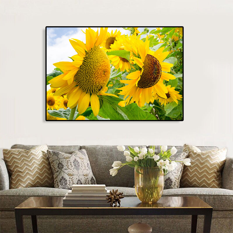 Modern Photographs Sunflower Art Print Bright Textured Wall Decor for Kids Bedroom Clearhalo 'Art Gallery' 'Canvas Art' 'Contemporary Art Gallery' 'Modern' Arts' 1765235