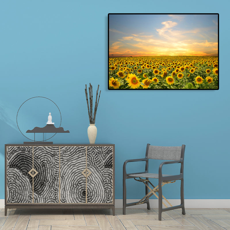 Modern Photographs Sunflower Art Print Bright Textured Wall Decor for Kids Bedroom Light Yellow Clearhalo 'Art Gallery' 'Canvas Art' 'Contemporary Art Gallery' 'Modern' Arts' 1765241