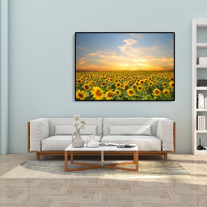 Modern Photographs Sunflower Art Print Bright Textured Wall Decor for Kids Bedroom Clearhalo 'Art Gallery' 'Canvas Art' 'Contemporary Art Gallery' 'Modern' Arts' 1765243