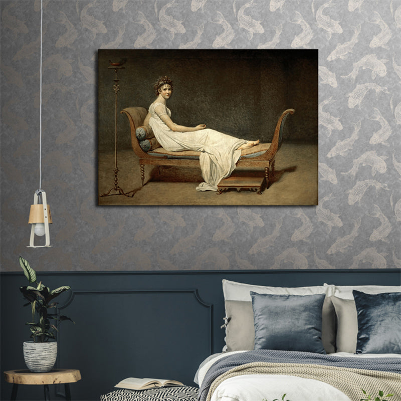 Mystical Lying Maiden Painting for Boys Bedroom in Brown, Multiple Sizes Options Clearhalo 'Arts' 'Canvas Art' 1765308