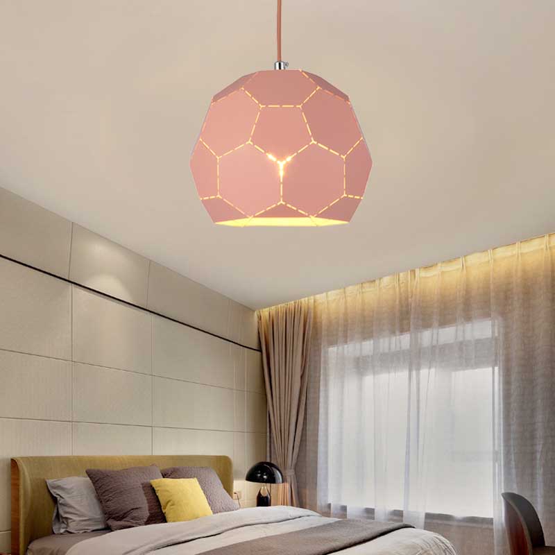 Nordic Style Geometric Hanging Light Fixture Metal Shade Single Pendant Lamp in Black/Green/Pink/Yellow/Nude Pink Pink Clearhalo 'Ceiling Lights' 'Modern Pendants' 'Modern' 'Pendant Lights' 'Pendants' Lighting' 176538