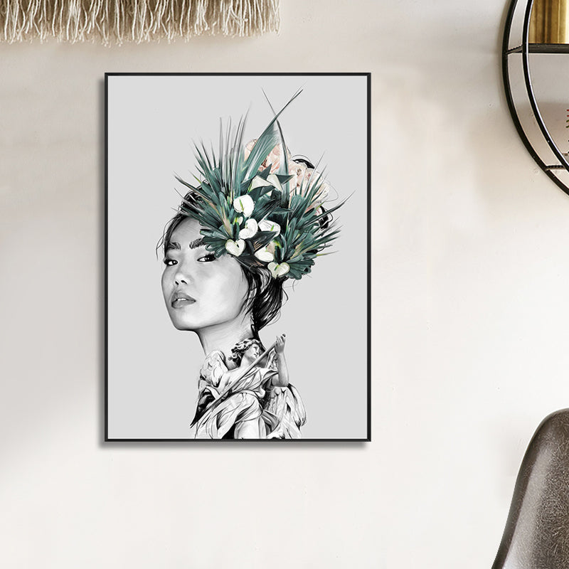 Modern Faddish Figure Canvas Pastel Color Bathroom Wall Art Print, Multiple Sizes Grey Clearhalo 'Art Gallery' 'Canvas Art' 'Contemporary Art Gallery' 'Modern' Arts' 1765418