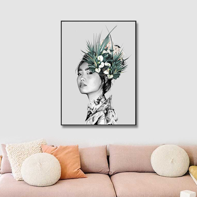 Modern Faddish Figure Canvas Pastel Color Bathroom Wall Art Print, Multiple Sizes Clearhalo 'Art Gallery' 'Canvas Art' 'Contemporary Art Gallery' 'Modern' Arts' 1765419