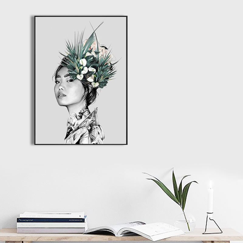 Modern Faddish Figure Canvas Pastel Color Bathroom Wall Art Print, Multiple Sizes Clearhalo 'Art Gallery' 'Canvas Art' 'Contemporary Art Gallery' 'Modern' Arts' 1765420