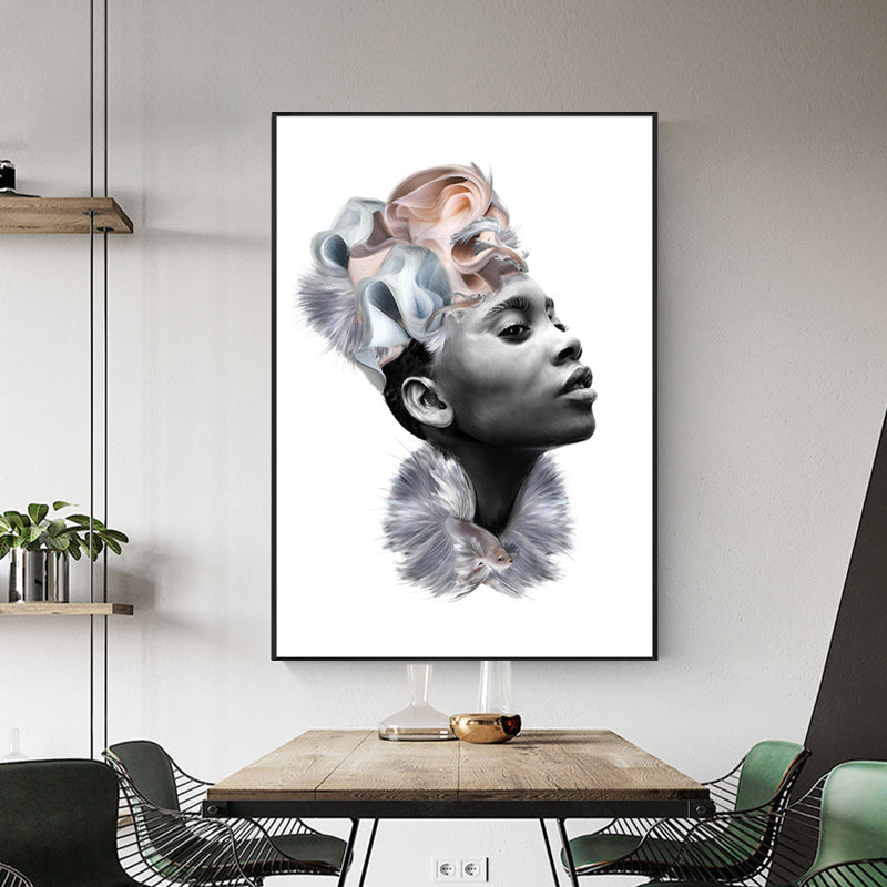 Modern Faddish Figure Canvas Pastel Color Bathroom Wall Art Print, Multiple Sizes Clearhalo 'Art Gallery' 'Canvas Art' 'Contemporary Art Gallery' 'Modern' Arts' 1765423