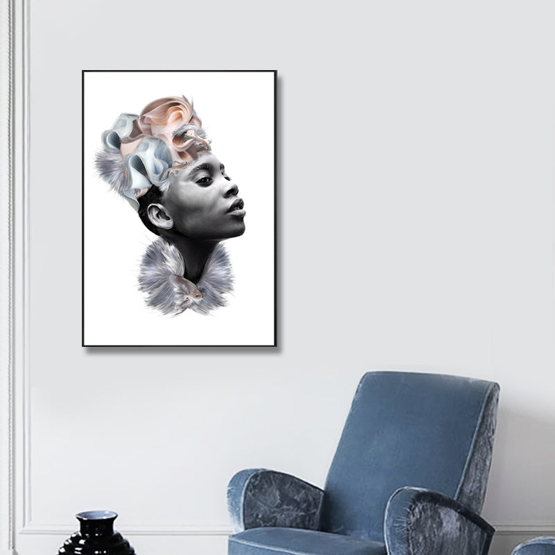 Modern Faddish Figure Canvas Pastel Color Bathroom Wall Art Print, Multiple Sizes Clearhalo 'Art Gallery' 'Canvas Art' 'Contemporary Art Gallery' 'Modern' Arts' 1765424