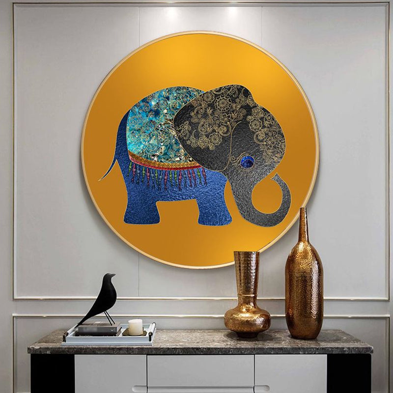 Elephant Wall Art Decor Textured Asian Style for Dining Room