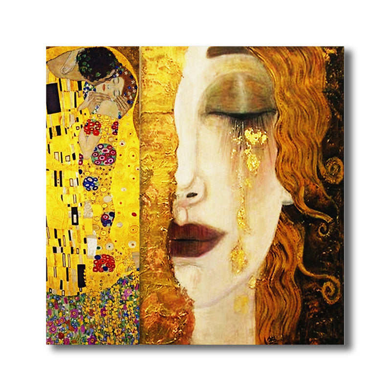 Art Nouveau Fancy Figures Painting Canvas Textured Brown Wall Decor for Guest Room Clearhalo 'Arts' 'Canvas Art' 1765714