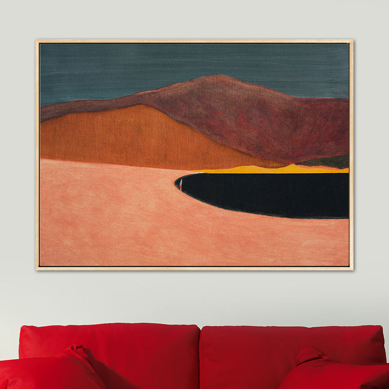 Abstract Mountain Drawing Canvas Print Minimalist Textured Wall Art in Family Room Red Clearhalo 'Arts' 'Canvas Art' 1765821