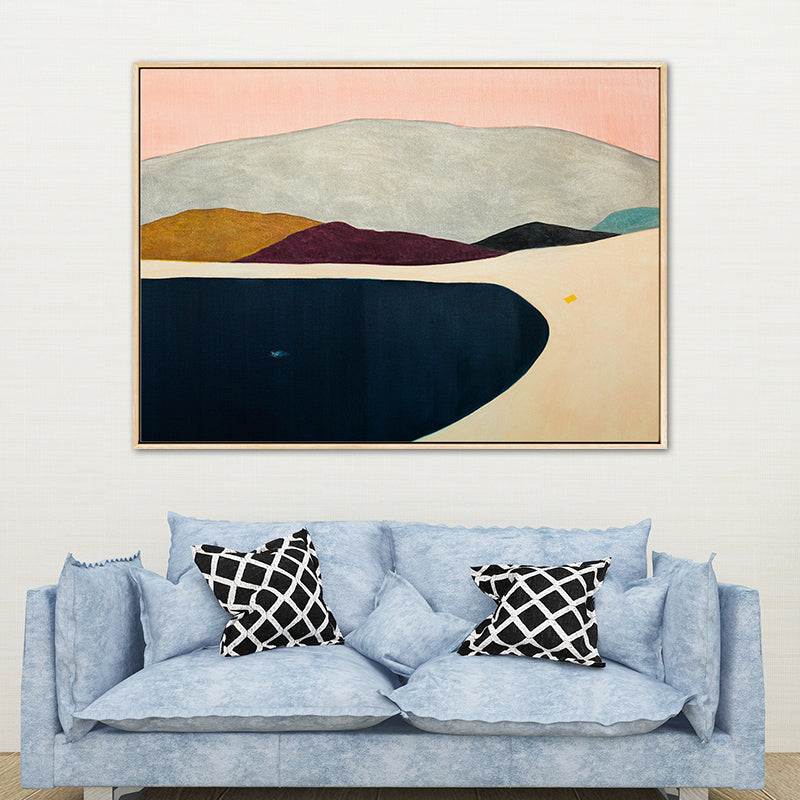 Abstract Mountain Drawing Canvas Print Minimalist Textured Wall Art in Family Room Black Clearhalo 'Arts' 'Canvas Art' 1765825