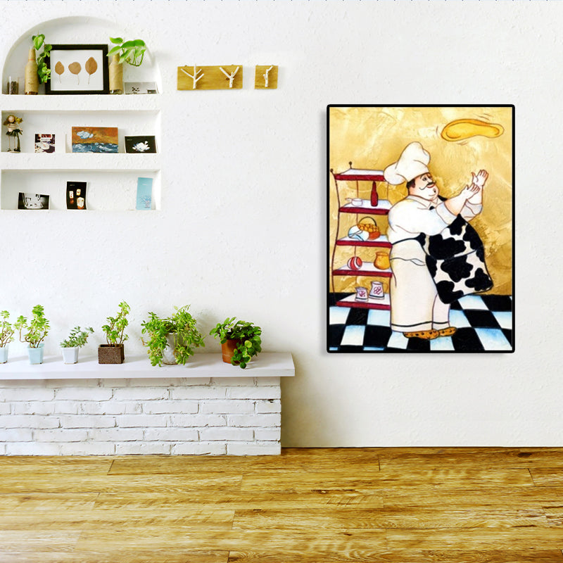 Chef and Foods Canvas Wall Art Soft Color Abstract Expressionism Painting for Living Room Clearhalo 'Arts' 'Canvas Art' 1765849