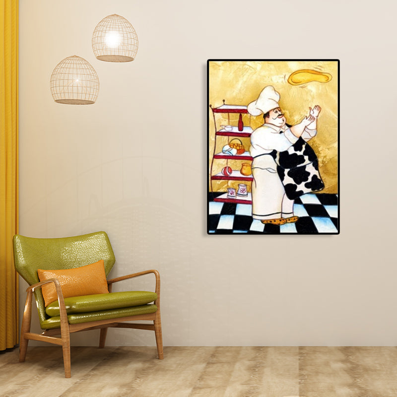 Chef and Foods Canvas Wall Art Soft Color Abstract Expressionism Painting for Living Room Clearhalo 'Arts' 'Canvas Art' 1765850