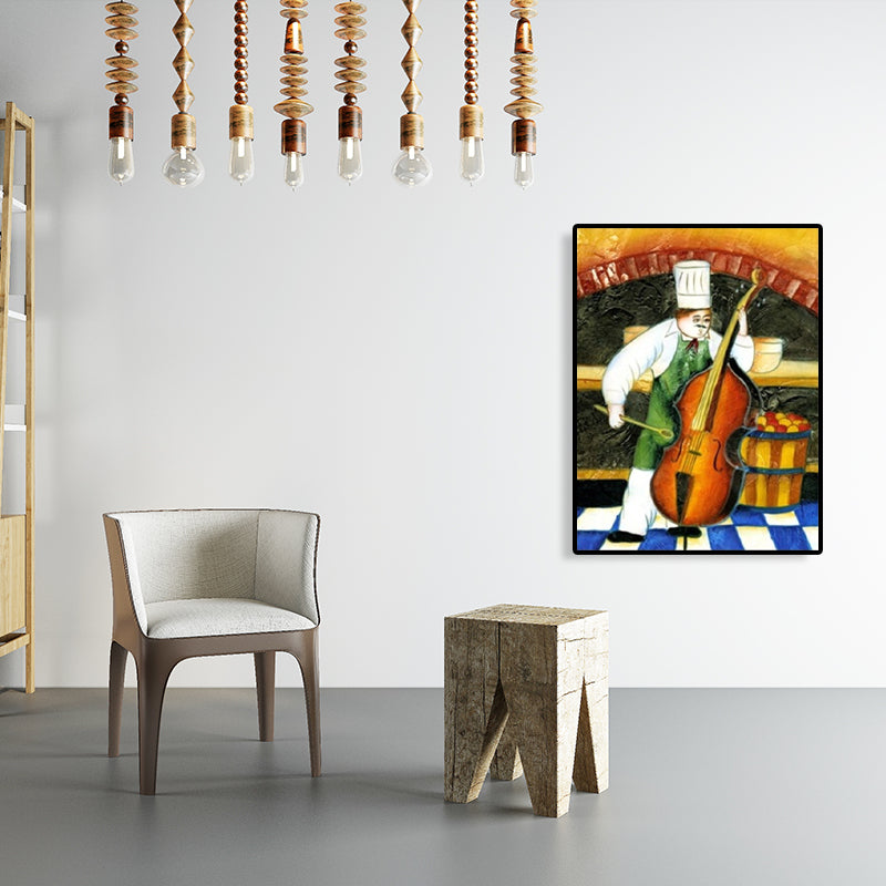 Chef and Foods Canvas Wall Art Soft Color Abstract Expressionism Painting for Living Room Clearhalo 'Arts' 'Canvas Art' 1765857