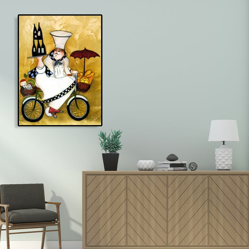 Chef and Foods Canvas Wall Art Soft Color Abstract Expressionism Painting for Living Room Clearhalo 'Arts' 'Canvas Art' 1765864