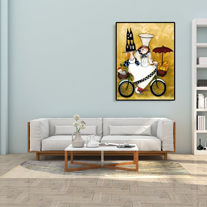 Chef and Foods Canvas Wall Art Soft Color Abstract Expressionism Painting for Living Room Clearhalo 'Arts' 'Canvas Art' 1765865