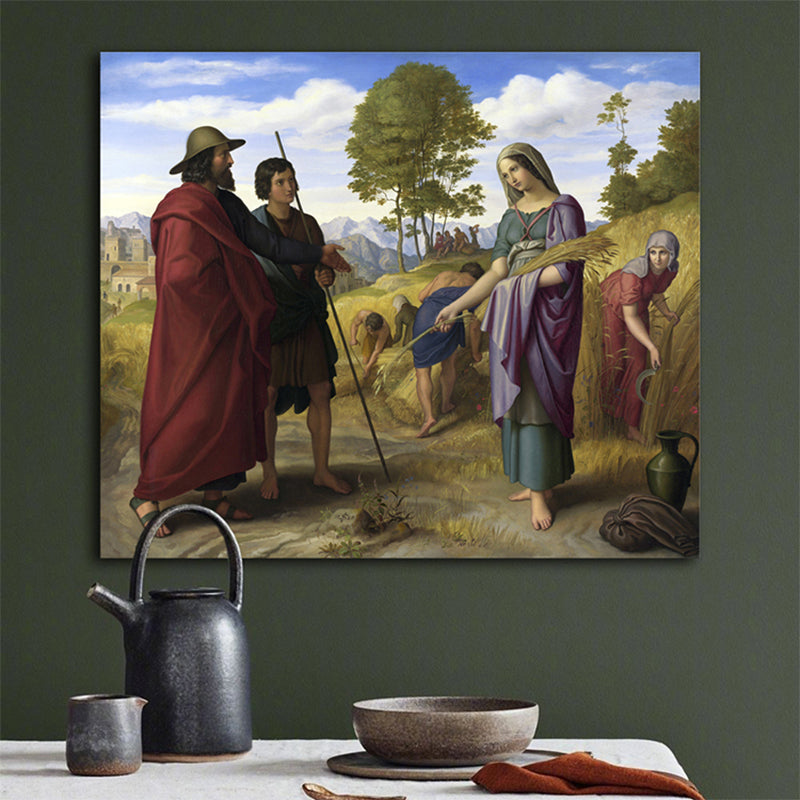 Renaissance Wall Art Print Yellow Farming Figures Painting, Multiple Sizes Options Clearhalo 'Arts' 'Canvas Art' 1765869