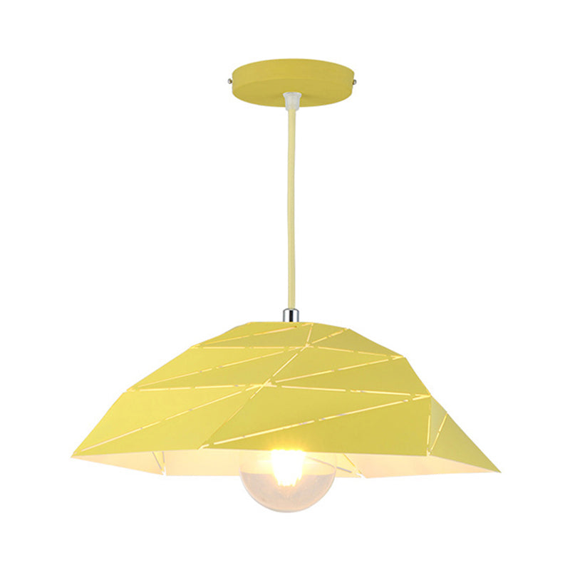 Contemporary 1 Light Ceiling Pendant Light with Metal Shade Pink/Yellow/Green Asymmetrical Hanging Lamp Kit Clearhalo 'Ceiling Lights' 'Modern Pendants' 'Modern' 'Pendant Lights' 'Pendants' Lighting' 176594