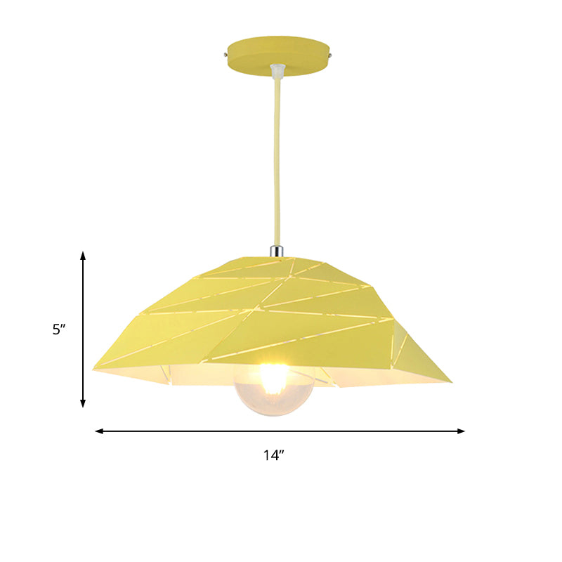 Contemporary 1 Light Ceiling Pendant Light with Metal Shade Pink/Yellow/Green Asymmetrical Hanging Lamp Kit Clearhalo 'Ceiling Lights' 'Modern Pendants' 'Modern' 'Pendant Lights' 'Pendants' Lighting' 176595