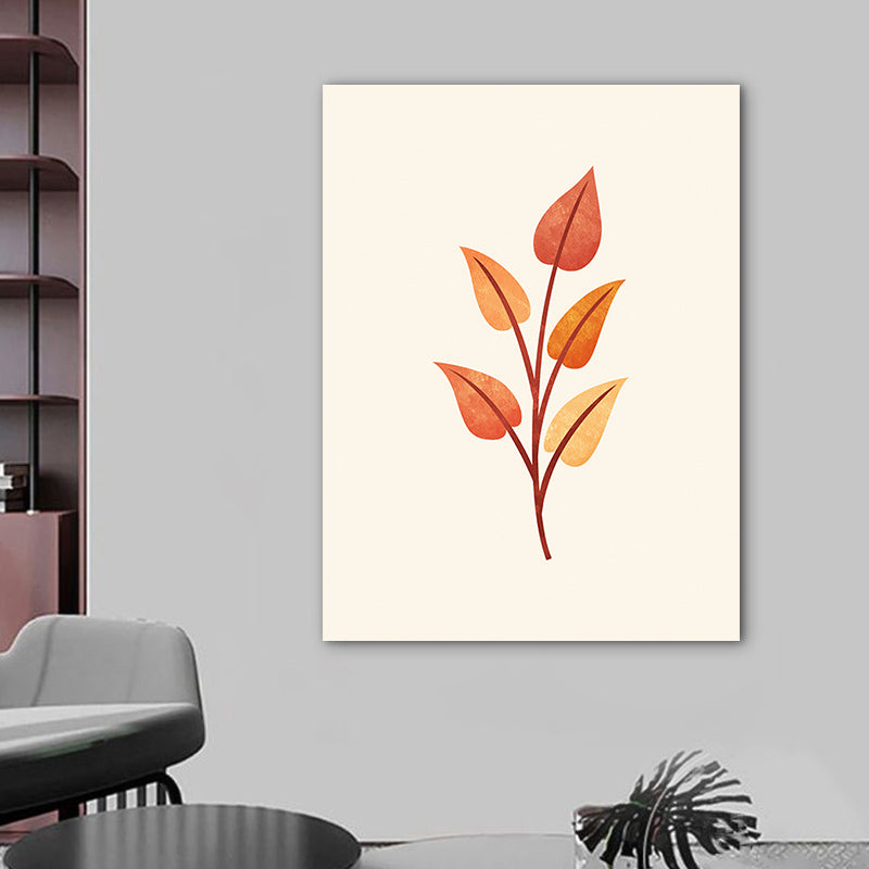 Diverting Leaves Canvas Wall Art Scandinavian Botanical Painting in Pastel Color Clearhalo 'Arts' 'Canvas Art' 1766084