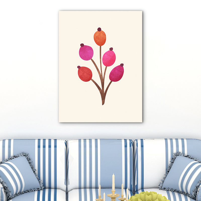 Diverting Leaves Canvas Wall Art Scandinavian Botanical Painting in Pastel Color Clearhalo 'Arts' 'Canvas Art' 1766090