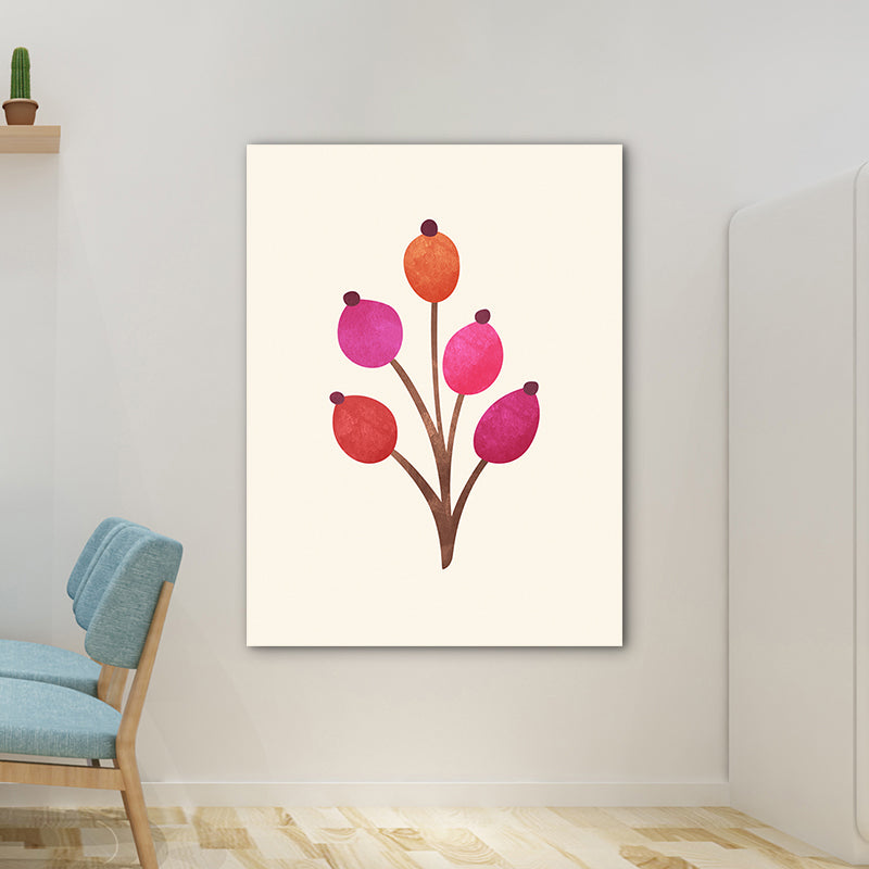 Diverting Leaves Canvas Wall Art Scandinavian Botanical Painting in Pastel Color Clearhalo 'Arts' 'Canvas Art' 1766091