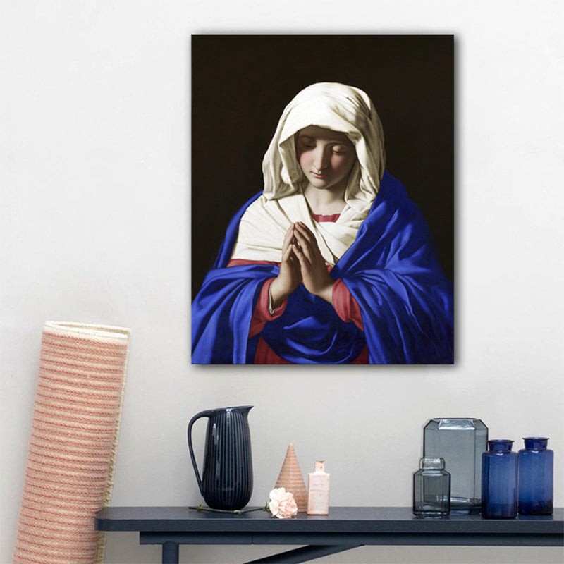 Religious Maiden Painting Soft Color Canvas Wall Art Print Textured, Multiple Sizes White Clearhalo 'Arts' 'Canvas Art' 1766221