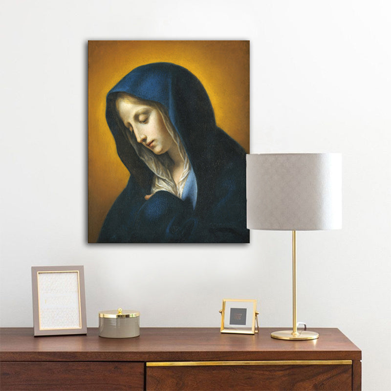 Religious Maiden Painting Soft Color Canvas Wall Art Print Textured, Multiple Sizes Blue Clearhalo 'Arts' 'Canvas Art' 1766228