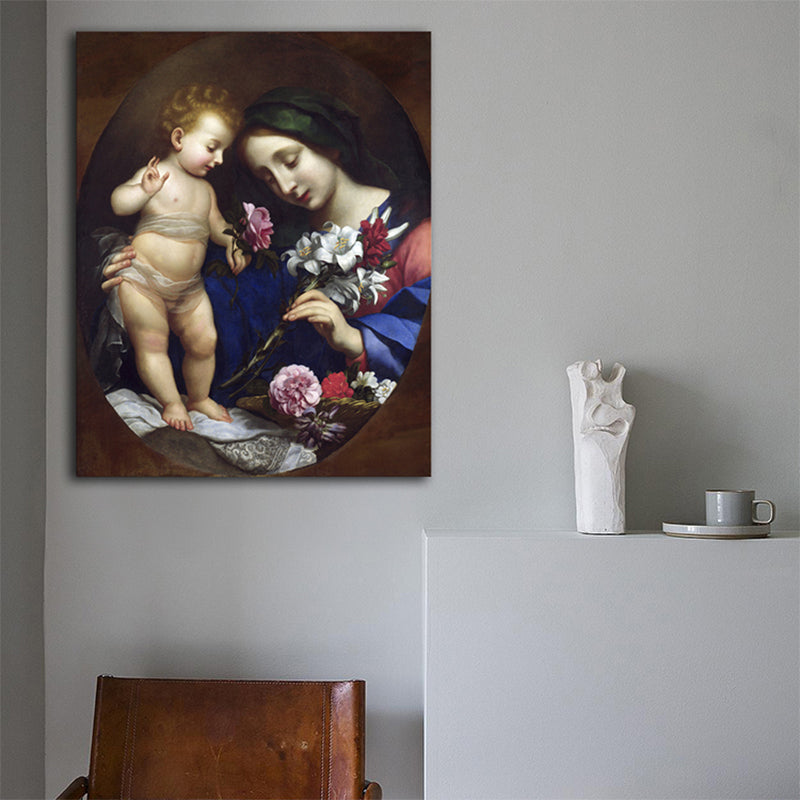 Religious Maiden Painting Soft Color Canvas Wall Art Print Textured, Multiple Sizes Brown Clearhalo 'Arts' 'Canvas Art' 1766232