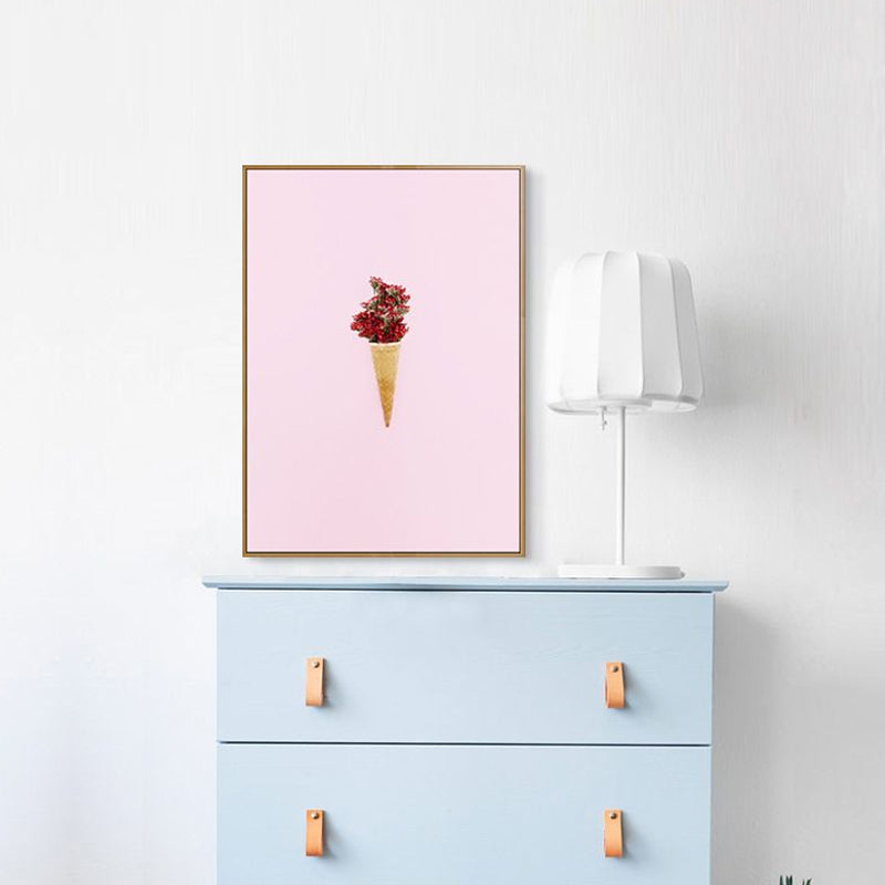 Novel Still-Life Canvas Print Pastel Color Modern Style Painting for Living Room Pink Clearhalo 'Art Gallery' 'Canvas Art' 'Contemporary Art Gallery' 'Modern' Arts' 1766280