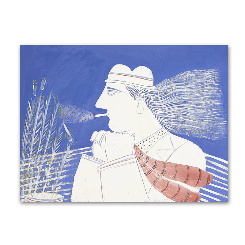 Blue Wheatfield Thinker Canvas Print Figure Drawing Nordic Textured Wall Art for Home Clearhalo 'Arts' 'Canvas Art' 1766291