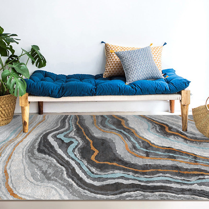 Stylish Modernism Rug Multicolor Watercolor and Swirl Striped Pattern Rug Pet Friendly Anti-Slip Washable Area Rug for Decoration Clearhalo 'Area Rug' 'Modern' 'Rugs' Rug' 1766306