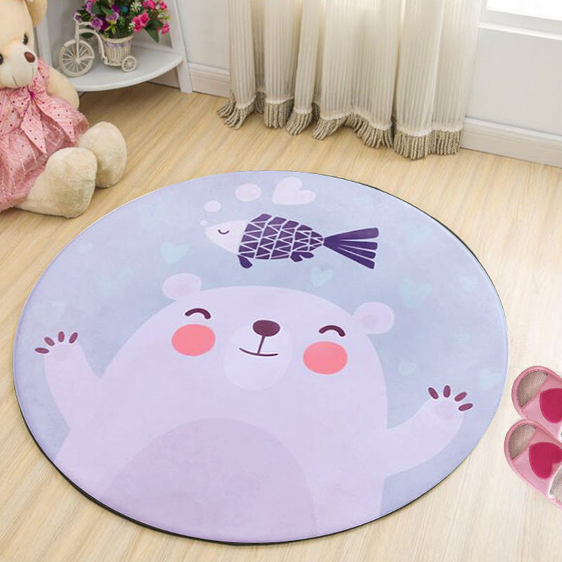 Unique Multicolor Kids Rug Polyester Animal Pattern Rug Washable Pet Friendly Non-Slip Carpet for Nursery Purple Clearhalo 'Area Rug' 'Rug' 1766339