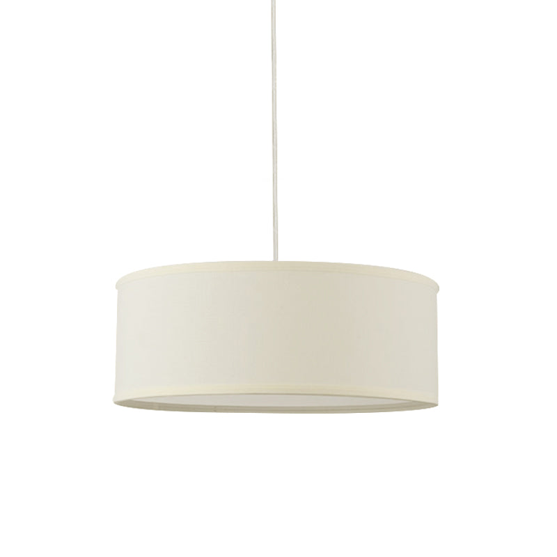 12"/16"/19.5" Dia Cylinder Suspension Pendant Contemporary Fabric White LED Hanging Pendant Lamp Clearhalo 'Ceiling Lights' 'Modern Pendants' 'Modern' 'Pendant Lights' 'Pendants' Lighting' 176641