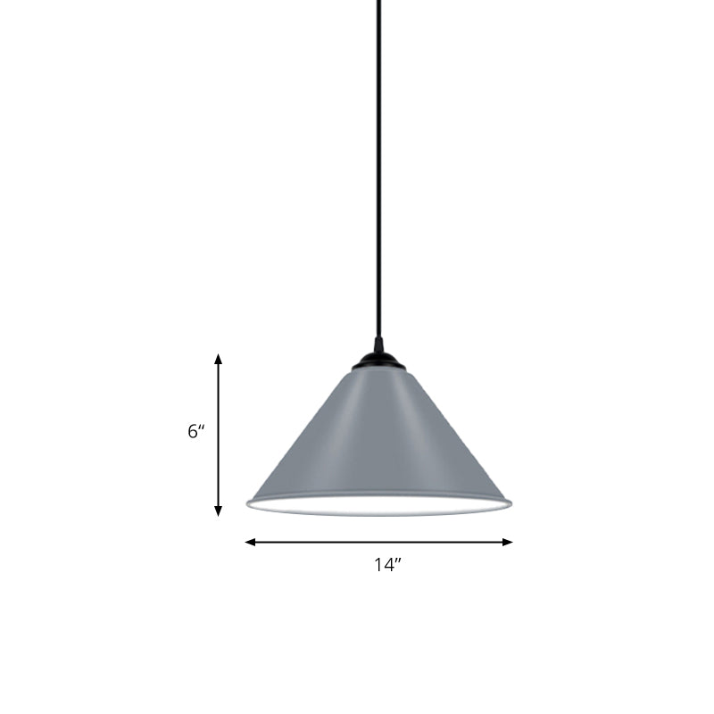 Cone Hanging Light Modern Metal 1 Light Pink/Yellow/Green Pendant Light, 12"/14"/16" Dia Clearhalo 'Ceiling Lights' 'Modern Pendants' 'Modern' 'Pendant Lights' 'Pendants' Lighting' 176661