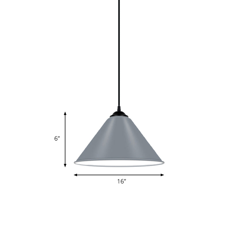 Cone Hanging Light Modern Metal 1 Light Pink/Yellow/Green Pendant Light, 12"/14"/16" Dia Clearhalo 'Ceiling Lights' 'Modern Pendants' 'Modern' 'Pendant Lights' 'Pendants' Lighting' 176662