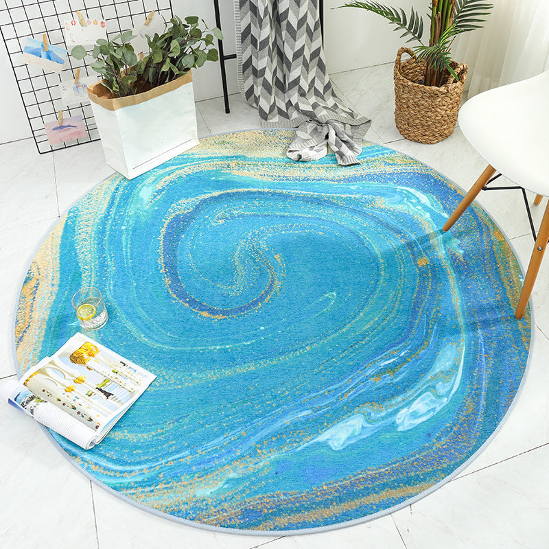 Casual Watercolor Pattern Rug Blue and White Polyester Rug Washable Pet Friendly Non-Slip Area Rug for Study Lake Blue Clearhalo 'Area Rug' 'Modern' 'Rugs' Rug' 1766659