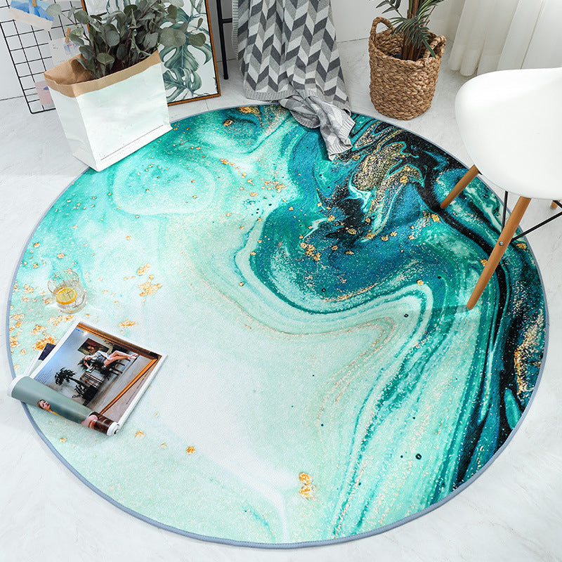 Casual Watercolor Pattern Rug Blue and White Polyester Rug Washable Pet Friendly Non-Slip Area Rug for Study Green Clearhalo 'Area Rug' 'Modern' 'Rugs' Rug' 1766664